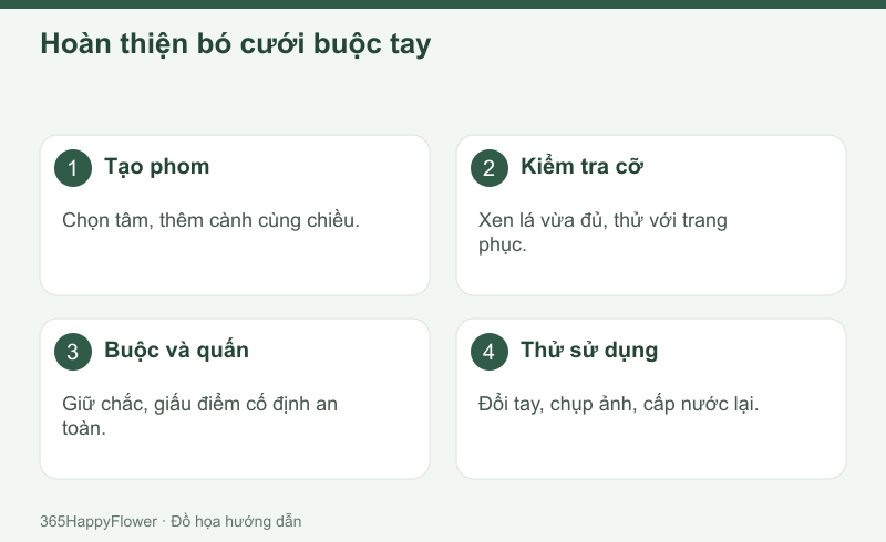 Thử trước gương rồi đặt gốc lại vào nước trong thời gian chờ.