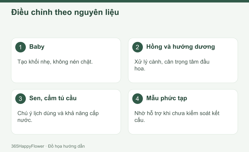Độ bền cần được đánh giá theo hoa thực tế và điều kiện lễ.