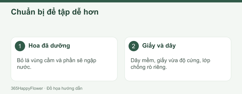 Chọn hoa tương đối đồng đều và lượng cành vừa tay.
