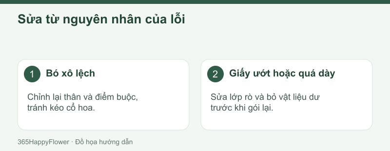 Nới và chỉnh phần cành thay vì kéo mạnh đầu hoa.