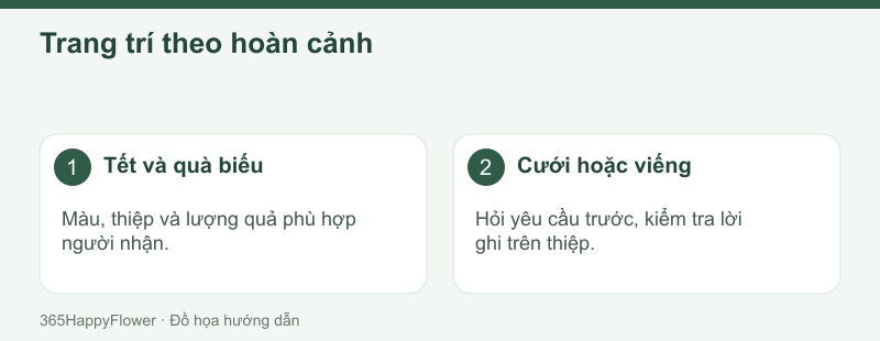 Yêu cầu gia đình và người nhận giúp chọn cách trang trí phù hợp.