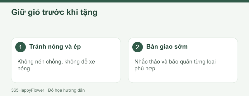 Mỗi loại quả có yêu cầu bảo quản riêng sau khi tháo giỏ.