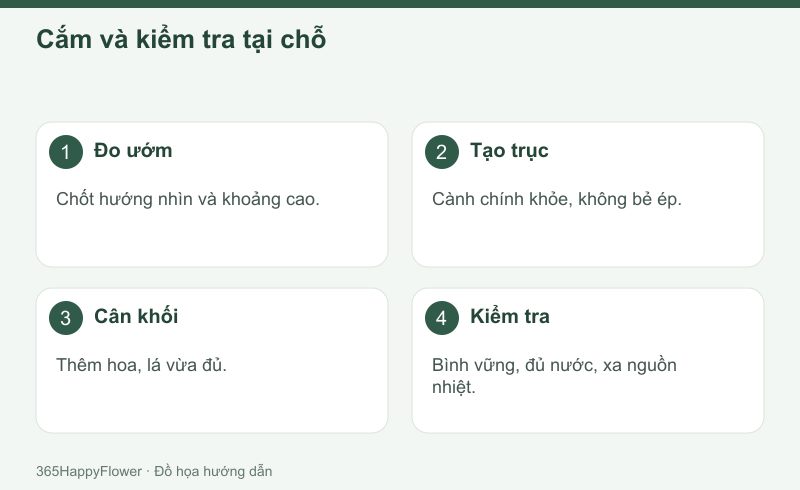 Đánh giá bình khi đã có đủ đồ lễ và ánh sáng dự kiến.
