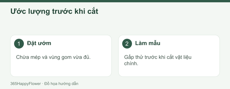 Số tờ phụ thuộc cỡ giấy, đường kính bó và mức chồng mép.