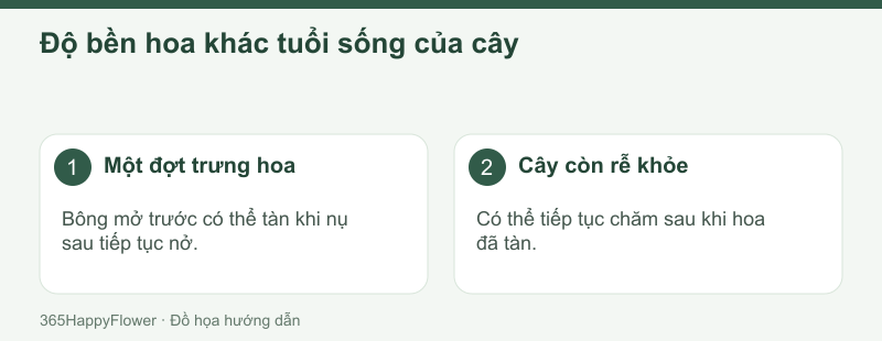 Một bông, cả ngồng và cây còn rễ có thời gian khác nhau.