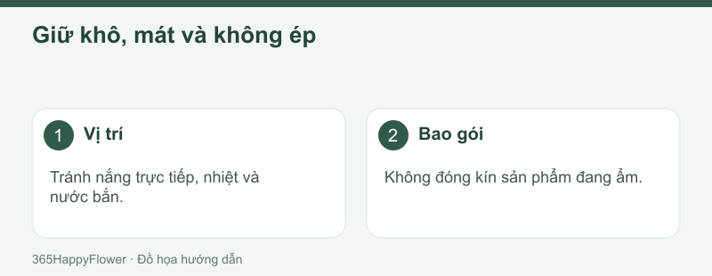 Hộp trưng chỉ phù hợp khi hoa khô và không bị nén vào thành.