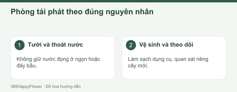 Giữ dụng cụ sạch và kiểm soát độ ẩm quanh bộ rễ.