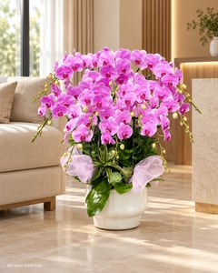 Chậu lan hồ điệp tím hồng tặng ngày doanh nhân LHĐ20 đặt trong phòng khách (ảnh minh hoạ)