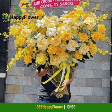 Bình hoa vàng hồng vàng kem lan vũ nữ vàng khổ lớn GH69