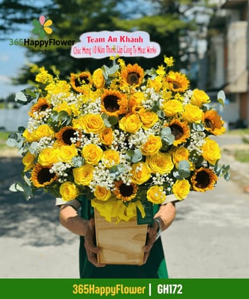 Giỏ Hoa Màu Vàng Nổi Bật – GH172