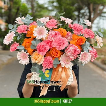 Giỏ Hoa Khai Trương Tone Cam – GH127