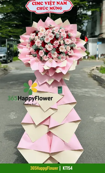 Kệ Hoa Chúc Mừng Màu Đỏ Hồng – KT154