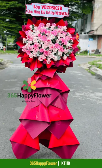 Kệ Hoa Khai Trương Màu Hồng 1 Tầng – KT118