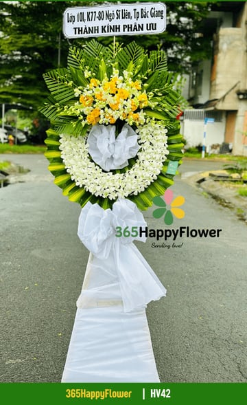 Kệ hoa tang 1 vòng lan dendro trắng điểm lan cam HV42