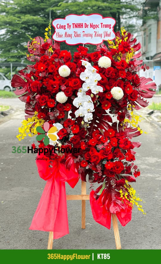 Kệ hoa khai trương tông đỏ 365HappyFlower