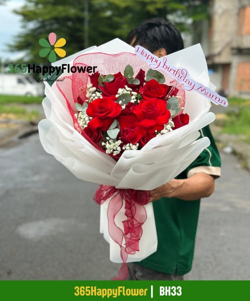 Bó Hoa Hồng Đỏ Đơn Giản