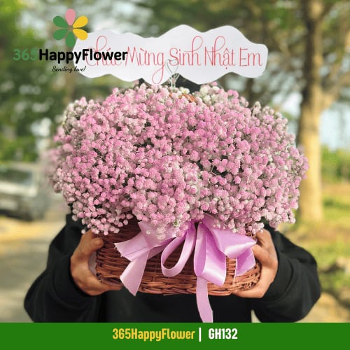 Giỏ Hoa Baby Hồng