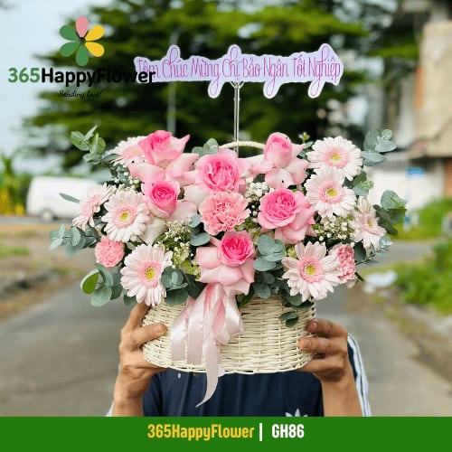Giỏ Hoa Pastel Dễ Thương