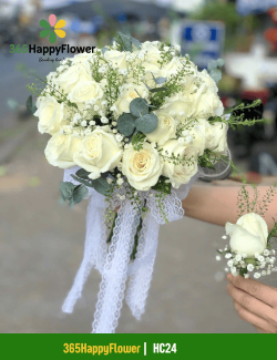 Bó Hoa Cưới Hoa Hồng Trắng