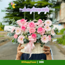 Giỏ Hoa Pastel Dễ Thương