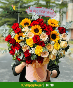 Giỏ Hoa Sinh Nhật Tone Đỏ