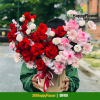 Giỏ Hoa Sinh Nhật Tone Đỏ Hồng