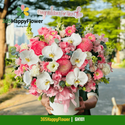 Giỏ Hoa Màu Hồng Nhẹ Nhàng
