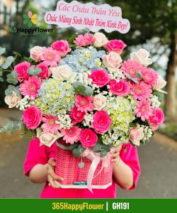 Giỏ Hoa Mừng Khai Trương Màu Hồng