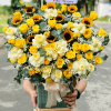 Giỏ Hoa Tươi Khai Trương Tone Vàng