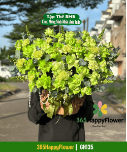 Giỏ Hoa Tươi Màu Xanh Lá