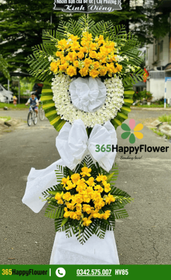 Kệ Hoa Chia Buồn Hoa Hồng Vàng