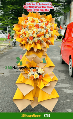 Kệ Hoa Khai Trương Tone Cam Vàng