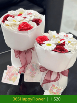 Bó Hoa Sáp Màu Trắng Đỏ